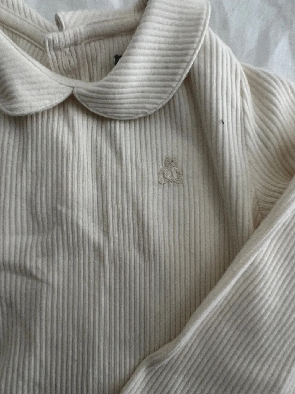 GAP Classic Ribbed Peter Pan One-Piece in Cream